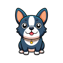 Fototapeta premium Cartoon French Bulldog dog sitting with a friendly smile vector illustration isolated on white background