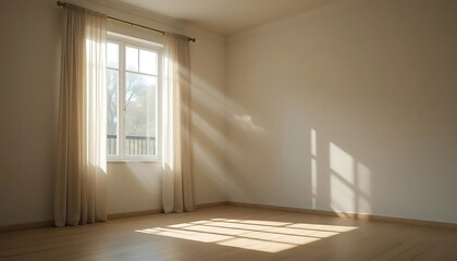 Fototapeta premium Sun-drenched serenity, minimalist architectural beauty with inviting light streams