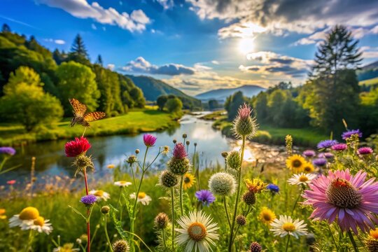 Bosnian Summer Landscape: Macro View of Una-Sana Canton Wildflowers, Early September