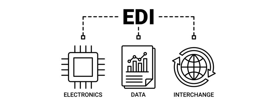 EDI banner web icon vector illustration concept for electronic data interchange with icons outline symbol background.