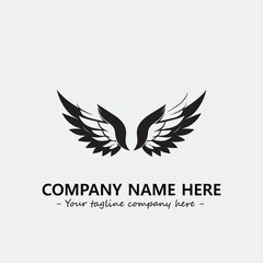 Wing illustration black and white for logo company vector image

