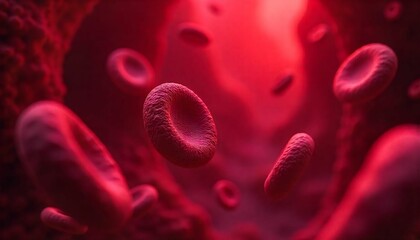 Naklejka premium Red blood cells in artery, flow inside