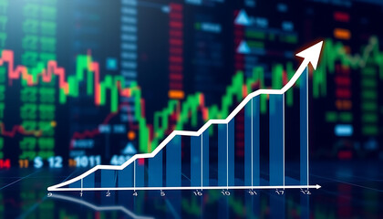 Growth business graph finance data diagram concept on stock market background with financial investment economy analysis chart or increase profit economic strategy success goal motivation development
