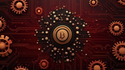 Cryptocurrency Abstract Bitcoin Cryptocurrency Circuit Board Design