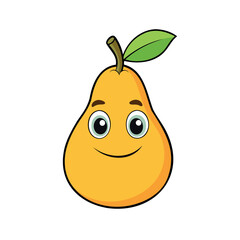 Autumn fruit pear, cartoon style, funny illustration