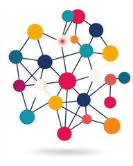 Obraz premium Cryptocurrency Colorful Abstract Network Graphic with Interconnected Nodes