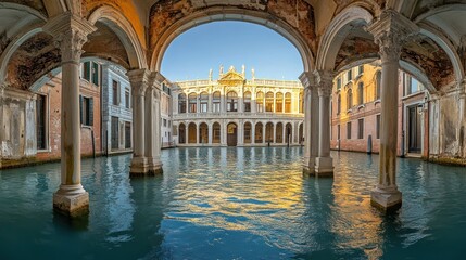 Fototapeta premium Venetian Courtyard Reflecting Sunlight