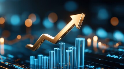 Business growth chart with arrow