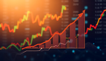 Growth business graph finance data diagram concept on stock market background with financial investment economy analysis chart or increase profit economic strategy success goal motivation development
