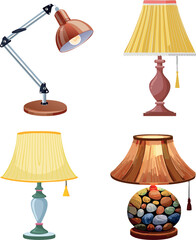Set of lamps. Furniture and floor lamps and table lamps
