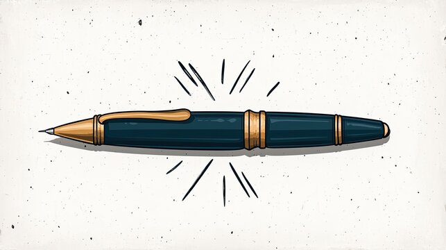 Elegant pen illustration.  Detailed view of a modern pen,  high-quality design