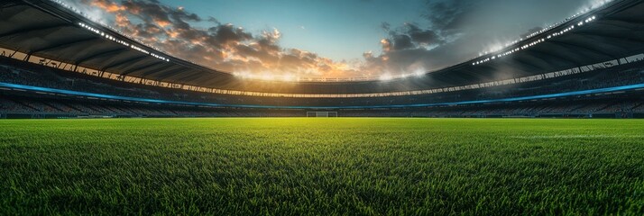 Empty stadium at sunset