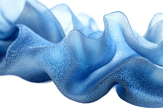  Ethereal frost blue translucent ribbons elegantly floating on transparent background, perfect for winter event graphics and holiday packaging 