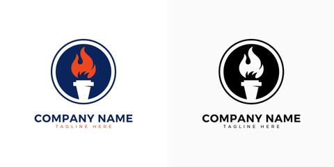 Fire torch design logo in circle shape