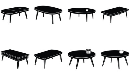 Coffe Table  Vector Shilhouette Bundle Set Collection