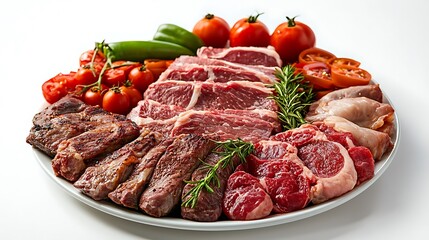 BBQ with a variety of meats complete with tomato