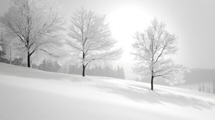 Obraz premium Serene white snowy landscape with elegant curves and soft shadows under a light gray sky