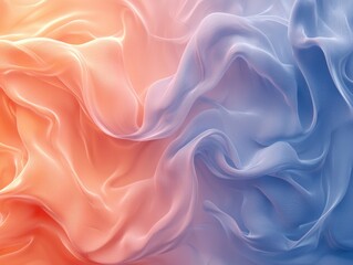 Obraz premium A soft, flowing fabric in hues of orange and blue, creating a gentle, ethereal effect that evokes a sense of calm and tranquility.