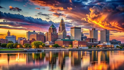 Buffalo Skyline Dramatic Conceptual Cityscape