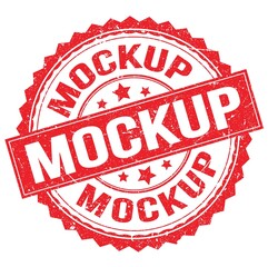 MOCKUP text on red round stamp sign