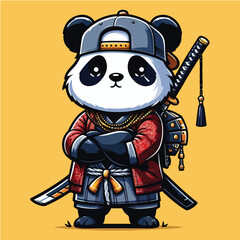 Confident Panda in Samurai Fashion