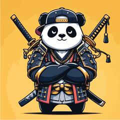 Panda Character with Street-Samurai Fusion