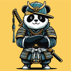 Cartoon Panda in Urban Samurai Look