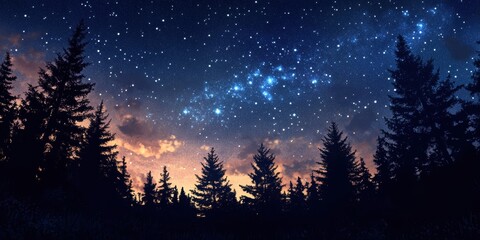 Fototapeta premium Starry Night Forest (9)