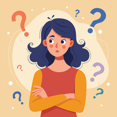 girl thinking vector illustration