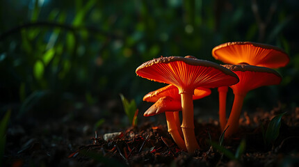 Nature of mushrooms in garden using as cover page background, created by generative ai