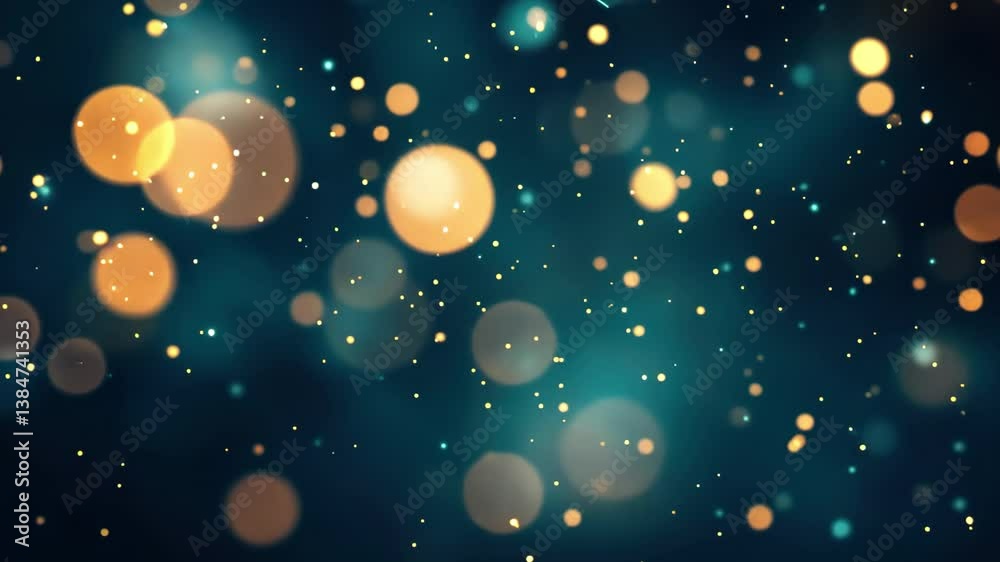 Poster floating abstract particles create a mesmerizing bokeh effect in a dark background, floating abstrac