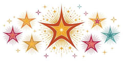 Colorful Stars Drawing on Page with Different Sizes