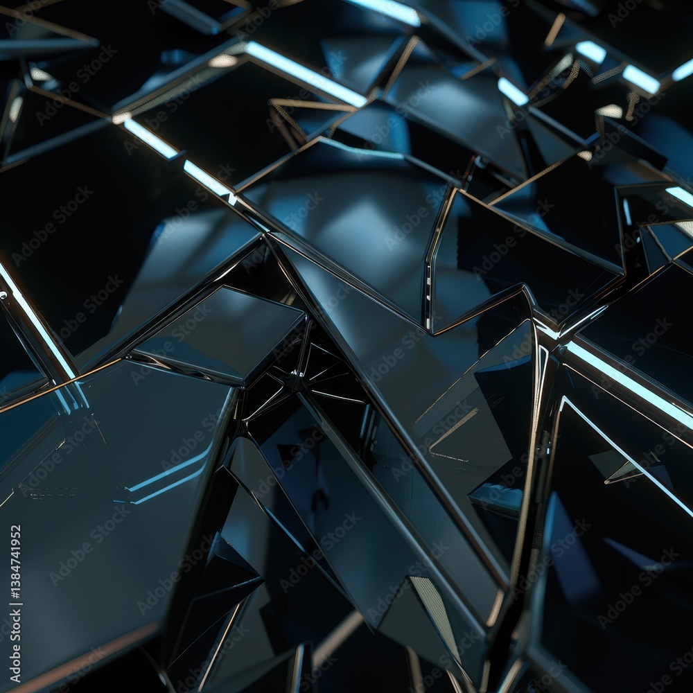 Poster abstract reflection design with shiny geometric fragments and patterns