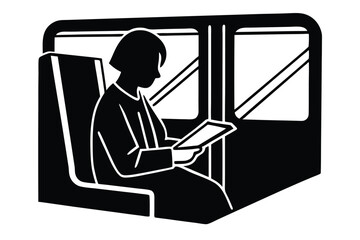 Studying on the Train or Bus Illustration

