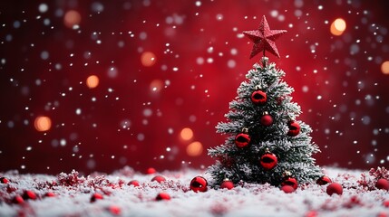 Obraz premium Festive Christmas Tree Snow Background.