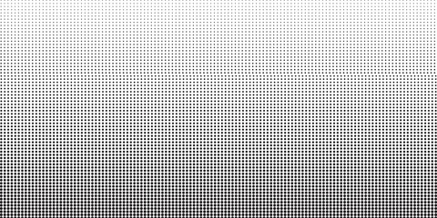 Dotted gradient halftone background. Horizontal seamless dotted pattern in pop art style. Abstract modern stylish texture. Fade gradient black and white half tone background. © Novi
