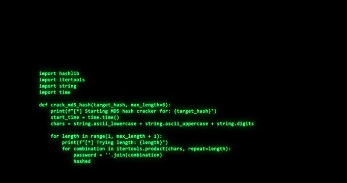 Software hack concept, coding screen, python code, programing 