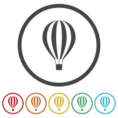 Naklejka premium Air balloon Icon. Set icons in color circle buttons