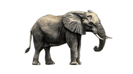 Obraz premium Hand-drawn illustration of an elephant placed against a solid black background