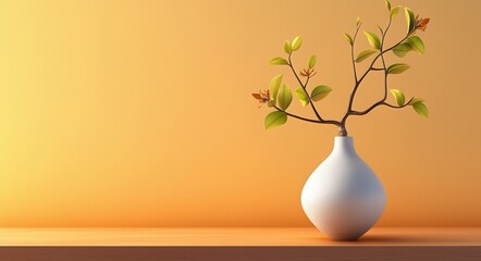 Vase with green - leafed plant