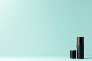 Obraz premium minimalistic arrangement featuring lip care products on soft-toned background ample copy space above invites text overlay
