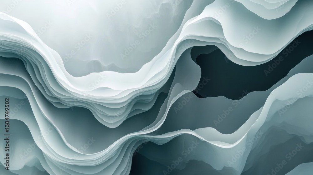 Aufkleber Modern abstract background featuring layered gradient forms in soft pastel tones with a fluid minimalistic aesthetic for calming visual ambiance