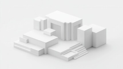 Abstract architectural design, composed of multiple interconnected cubes, creating a minimalist structure