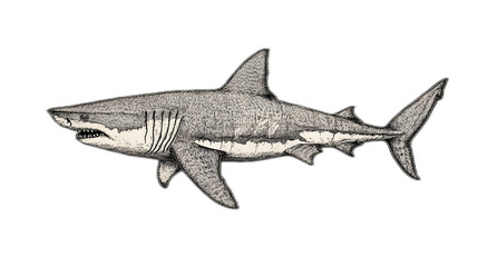 Naklejka premium Hand-drawn illustration of a shark placed against a solid black background