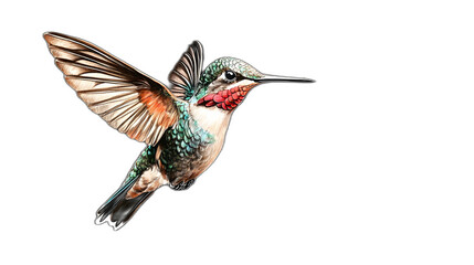 Obraz premium Hand-drawn illustration of a hummingbird placed against a solid black background