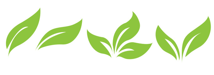 Green leaf icons set. Leaves icon on isolated background. Collection green leaf. Elements design for natural, eco, vegan, bio labels. Vector illustration