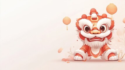 Fototapeta premium Cute cartoon lion - dance figure