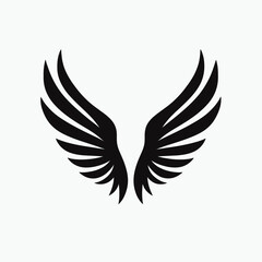 Fototapeta premium very simple flat and minimalist Dove Wings silhouette in black on a white background