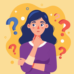 girl thinking vector illustration
