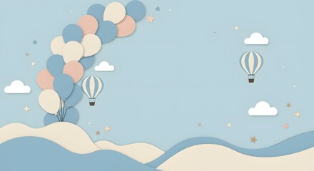 Whimsical Balloon Wonderland: A Pastel Sky Adventure